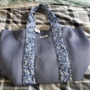 NWT PINK Victoria's Secret Navy Floral Tote
